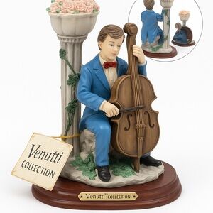 Vintage Venutti Collection Figurine By LaVie Musician Cello Player 8.5” w/ Tag